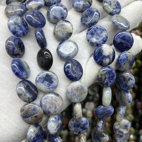 Natural Sodalite Beads Flat Round fashion jewelry & DIY mixed colors 15mm Sold Per Approx 38 cm Strand