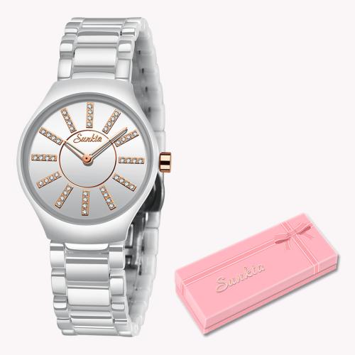 Women Wrist Watch Glass with Porcelain Life water resistant & fashion jewelry & Chinese movement & multifunctional & for woman Length Approx 18 cm Sold By PC