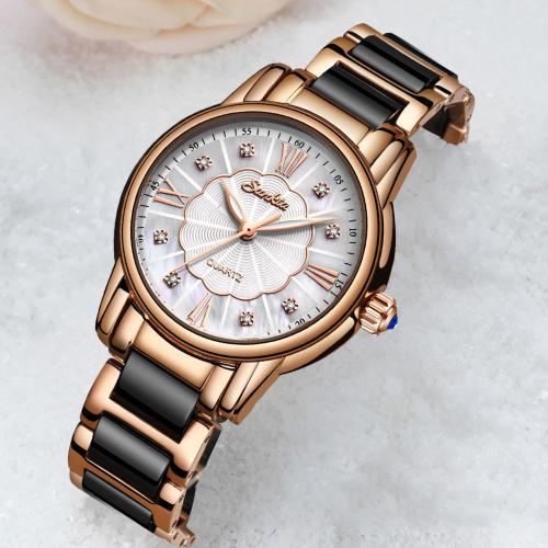 Zegarek kobiet, Szkło, Odporność na życie w wodzie & biżuteria moda & Chiński ruch & wielofunkcyjny & dla kobiety, dostępnych więcej kolorów, długość około 19 cm, sprzedane przez PC