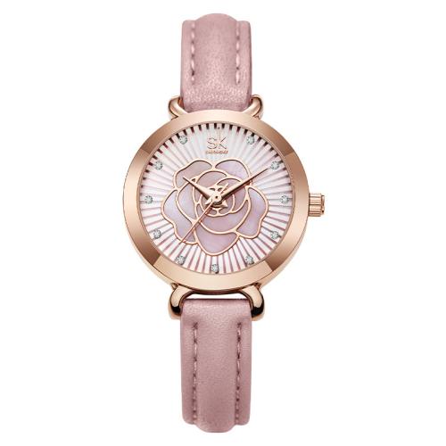 Damen Armbanduhr, Glas, mit PU Leder, Lebenswasserbeständig & Modeschmuck & japanische Uhr-Bewegung & für Frau & mit Strass, keine, Länge ca. 19.2 cm, verkauft von PC