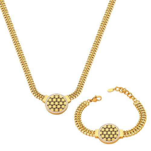 Conjunto de Jóias, Partículas de aço, with Tcheco, joias de moda & Vario tipos a sua escolha & para mulher, dourado, vendido por PC