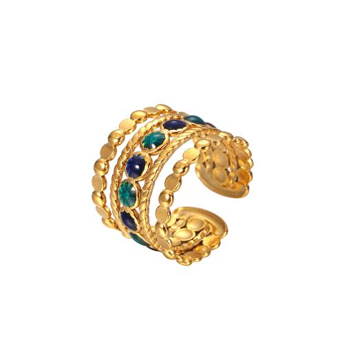Emalia Stal nierdzewna Ring Finger, Stal nierdzewna 304, biżuteria moda & dla kobiety, złoty, sprzedane przez PC