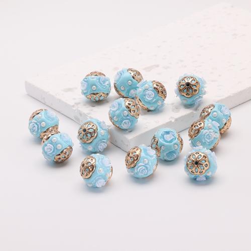 Rhinestone Zinc Alloy Beads with Clay gold color plated DIY & with rhinestone nickel lead & cadmium free 18mm Sold By Bag