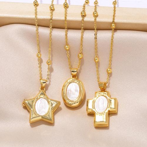 Brass náhrdelník, Mosaz, s Skořápka, módní šperky & různé designy pro výběr, zlatý, nikl, olovo a kadmium zdarma, Prodáno By PC