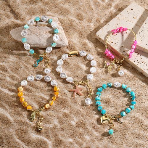 Cink Alloy narukvice, s Plastična Pearl, pozlaćen, modni nakit & različitih stilova za izbor & za žene, Prodano By PC