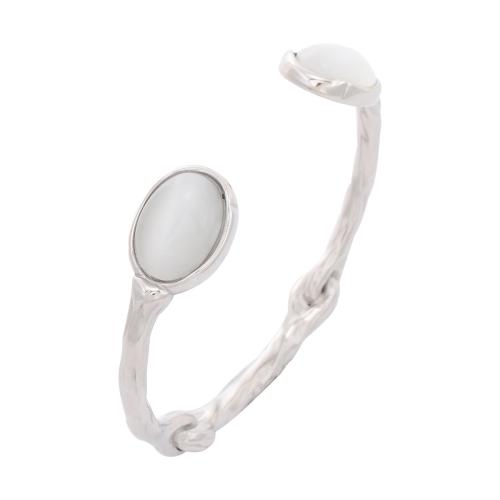 Stainless Steel Bangle 304 Stainless Steel with Gemstone & Plastic Pearl plated & for woman Sold By PC