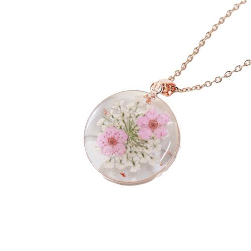 Pressed Dried Flower Jewelry  Brass with Dried Flower & Resin & 304 Stainless Steel epoxy gel & for woman Length 45 cm Sold By Bag