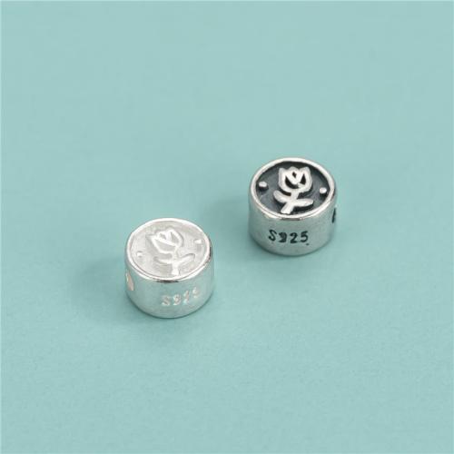 Бусины из серебра 925 пробы, Плоская круглая форма, DIY & с цветочным узором, Много цветов для выбора, 5.20x3.10mm, отверстие:Приблизительно 1.3mm, продается PC