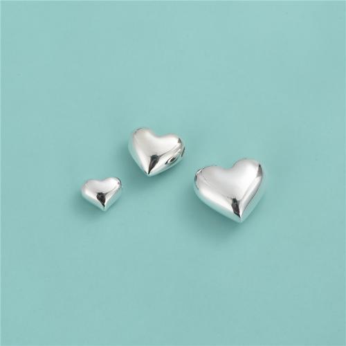 925 Sterling Silver Beads Heart DIY silver color Sold By PC