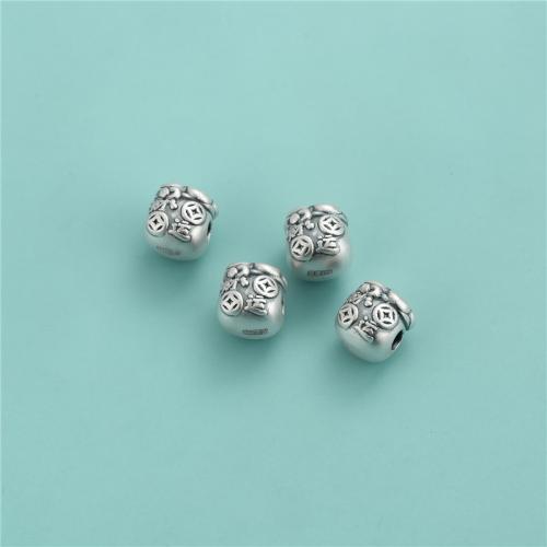 Perles en argent sterling 925, sac d'argent, DIY, 10x10.90mm, Trou:Environ 3.2mm, Vendu par PC