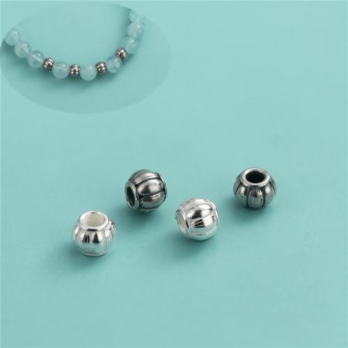 Perles en argent sterling 925, Citrouille, DIY, plus de couleurs à choisir, 4mm, Trou:Environ 2mm, Vendu par PC