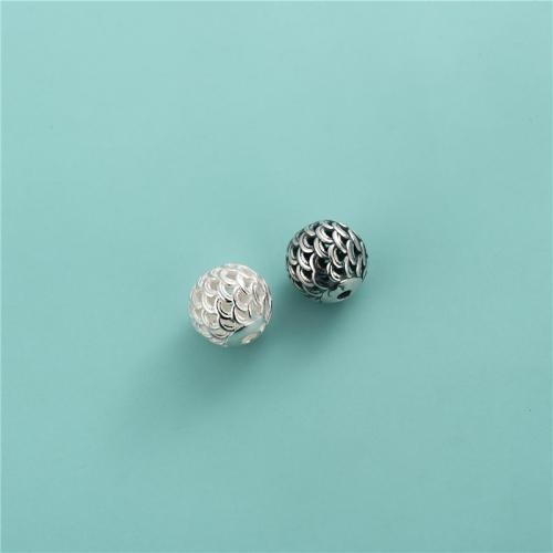 925 Sterling Silver Beads, Round, DIY & dragon vein, more colors for choice, 11.30mm, Hole:Approx 2mm, Sold By PC