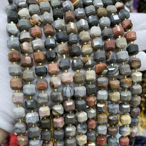 Grânulos de ágata, Ágata do oceano, Quadrado, joias de moda & DIY & tamanho diferente para a escolha & facetada, cores misturadas, vendido para Aprox 38 cm Strand