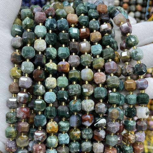 Koraliki z kameniem szlachetnym, Jaspis oceaniczny, Kwadrat, biżuteria moda & DIY & fasetowany, mieszane kolory, 8mm, sprzedawane na około 38 cm Strand
