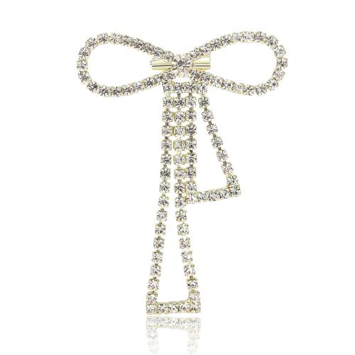 Rhinestone Brooch Zinc Alloy Bowknot plated fashion jewelry & for woman & with rhinestone nickel lead & cadmium free Sold By PC