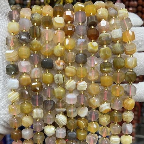 Naturalne koraliki z agatu botswana, Agat botswański, Kwadrat, biżuteria moda & DIY & różnej wielkości do wyboru & fasetowany, mieszane kolory, sprzedawane na około 38 cm Strand