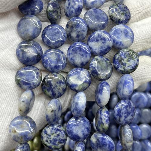 Natural Sodalite Beads Flat Round fashion jewelry & DIY mixed colors 15mm Sold Per Approx 38 cm Strand
