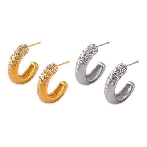 Titanium Staal Earring, met Tsjechisch, mode sieraden & voor vrouw, meer kleuren voor de keuze, 21x5mm, Verkocht door pair