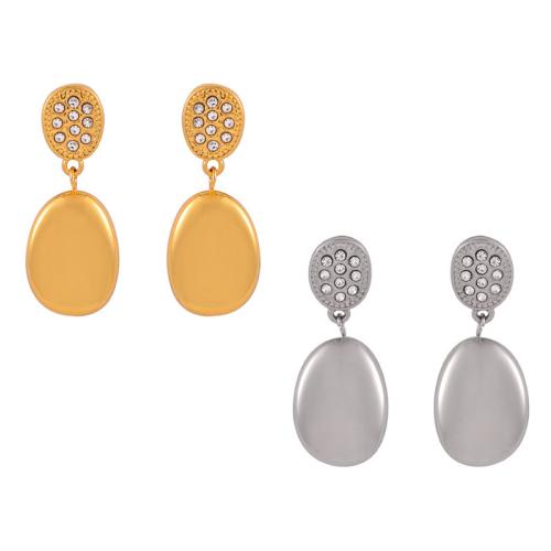 Titanium Staal Earring, mode sieraden & micro pave zirconia & voor vrouw, meer kleuren voor de keuze, 33x13mm, Verkocht door pair