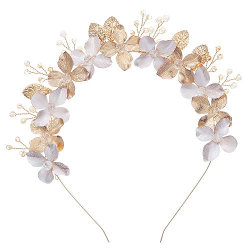 Haarbanden, Zinc Alloy, met Kristal & Plastic Pearl, mode sieraden & voor vrouw, gouden, Verkocht door PC
