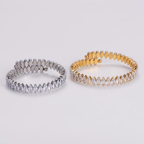 Stainless Steel Bangle 316L Stainless Steel fashion jewelry & for woman & with rhinestone Inner Approx 60mm Sold By PC