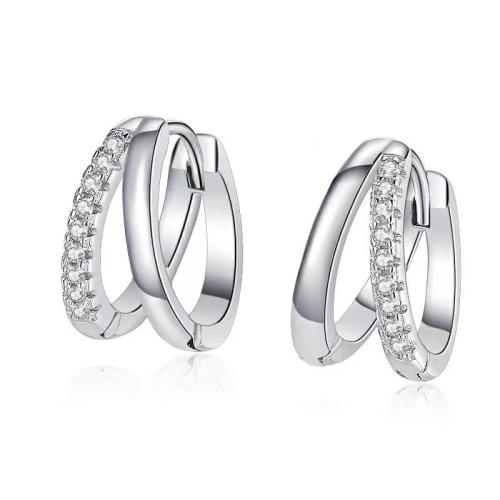 Cubic Zirkonia Micro Pave Sterling Silver Korvakorut, 925 Sterling Silver, Micro Pave kuutiometriä zirkonia & naiselle, hopea, 4x13mm, Myymät Pair