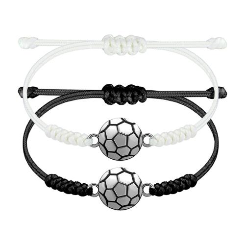 Trendy Wax cord armbanden, Zinc Alloy, met Wax, handgemaakt, uniseks & verschillende ontwerpen voor de keuze, wit en zwart, Lengte 16 cm, Verkocht door Stel