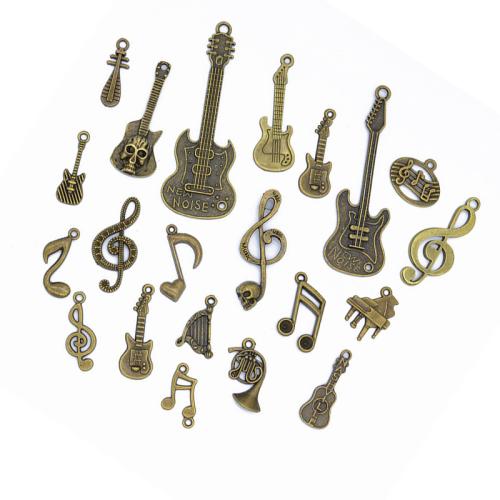 Instrumento musical em forma de pingentes de liga de zinco, banhado, DIY, Mais cores pare escolha, 21PCs/Bag, vendido por Bag