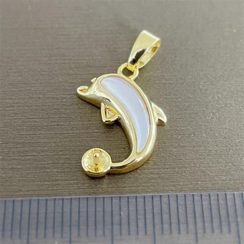 Biżuteria złota wypełnione, -Strzykawce, ze Muszla, Delfin, Platerowane prawdziwym złotem, DIY, złoty, FIT specifications:5-8mm,Micropore size:about 1mm, sprzedane przez PC
