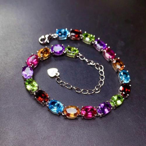 Bracelets en laiton, avec 5cm chaînes de rallonge, bijoux de mode & pour femme & avec strass, multicolore, Longueur Environ 17 cm, Vendu par PC