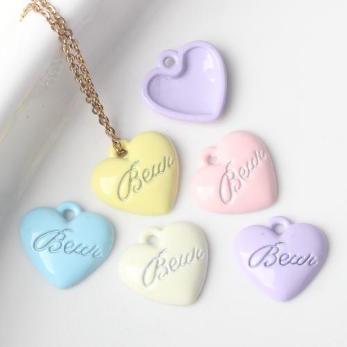 Zinc Alloy Heart Pendants painted fashion jewelry & DIY nickel lead & cadmium free Approx Sold By Bag