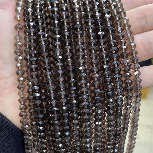 Naturlige kvarts smykker perler, Smoky Quartz, Abacus, mode smykker & du kan DIY & facetteret, tan, 4x6mm, Solgt Per Ca. 38 cm Strand