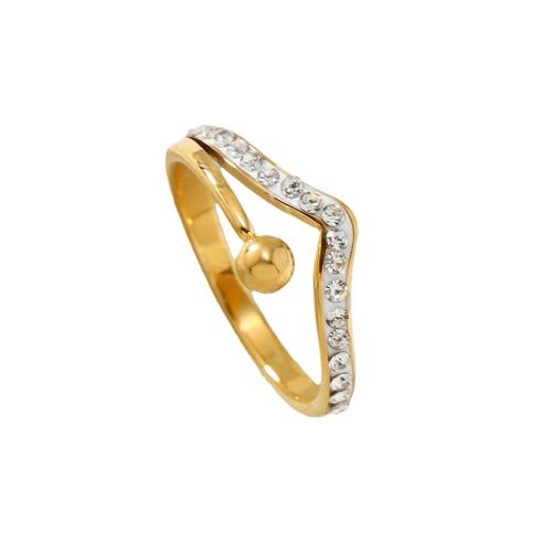 Rostfritt stål Rhinestone Fingerringar, 304 rostfritt stål, mode smycken & olika storlek för val & för kvinna & med strass, fler färger för val, Säljs av PC