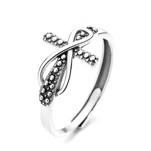 925 Sterling Silver Cuff Finger Ring Cross vintage & for woman & hollow US Ring Sold By PC