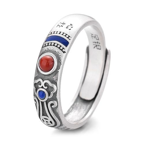 925 sterling zilver Manchet Finger Ring, Vintage & voor vrouw & epoxy sticker, meer kleuren voor de keuze, 5.30mm, Maat:6-9, Verkocht door PC