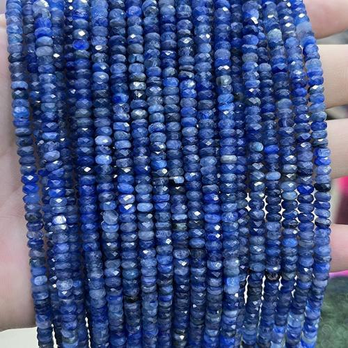 Perline di quarzo naturale, cianite, abaco, gioielli di moda & DIY & sfaccettati, blu, 2x4mm, Venduto per Appross. 38 cm filo