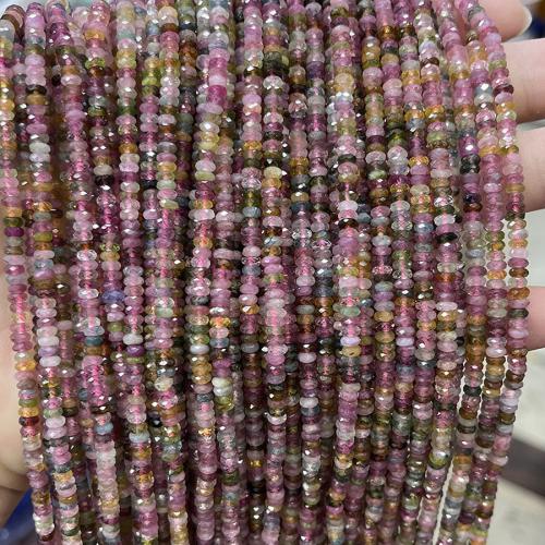Grânulos de gemstone jóias, turmalina, ábaco, joias de moda & DIY & facetada, cores misturadas, 1.90x3.50mm, vendido para Aprox 38 cm Strand