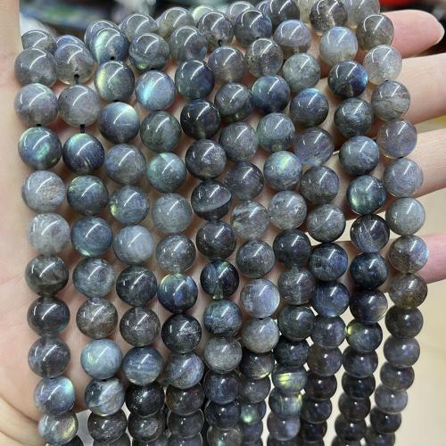Labradorit Perlen, rund, Modeschmuck & DIY & verschiedene Größen vorhanden, grau, verkauft per ca. 38 cm Strang