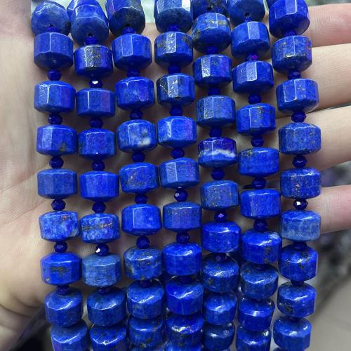 Lapis Lazuli Pärlor, Flat Round, mode smycken & DIY & fasetterad, lapislazulien, Length about 8-12mm, Såld Per Ca 38 cm Strand
