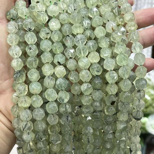 Gemstone Jewelry Beads Natural Prehnite Polygon fashion jewelry & DIY & faceted green Sold Per Approx 38 cm Strand