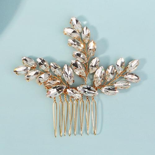 Decorative Hair Combs Zinc Alloy fashion jewelry & for woman & with rhinestone golden Sold By PC