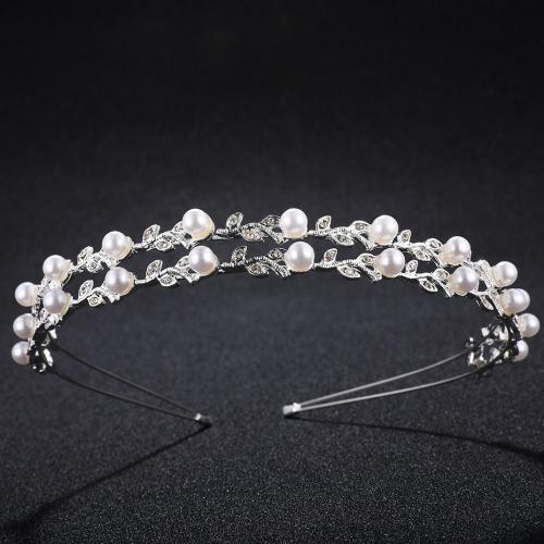 Hårsnoddar, Zink Alloy, med Plast Pearl, handgjord, mode smycken & för kvinna & med strass, vit, 125x20mm, Säljs av PC