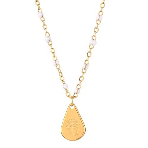 Stainless Steel Jewelry Necklace, 304 Stainless Steel, with 5cm extender chain, Teardrop, Vacuum Ion Plating, fashion jewelry & for woman & enamel, more colors for choice, Length:Approx 45 cm, Sold By PC