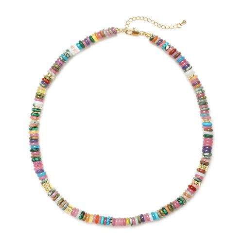 Gemstone smycken halsband, Natursten, med Mässing, med 5cm extender kedja, mode smycken & för kvinna, fler färger för val, Längd Ca 40 cm, Säljs av PC