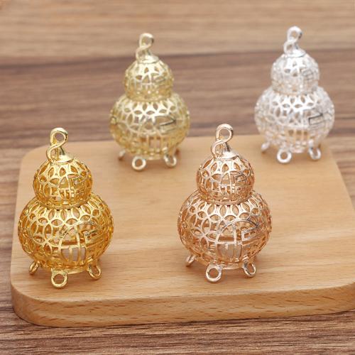 Zinc Alloy Hollow Pendants Calabash plated DIY nickel lead & cadmium free Sold By Bag