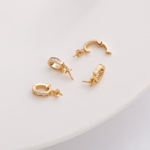 Brass Jewelry Clasps plated DIY & micro pave cubic zirconia golden nickel lead & cadmium free 15mm Sold By PC