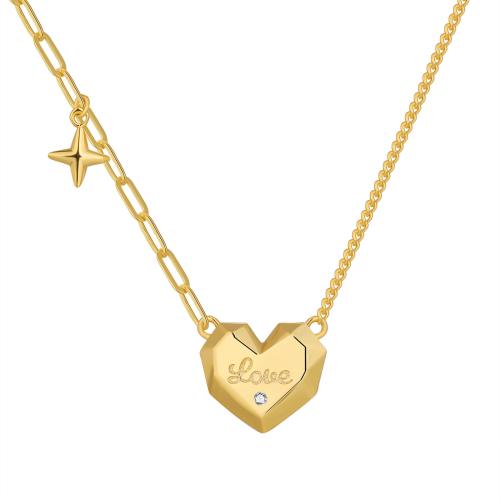 Cubic Zircon Micro Pave Brass Necklace Heart plated micro pave cubic zirconia & for woman Length Approx 45-50 cm Sold By PC