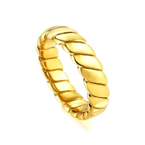 Vinger Ring in edelstaal, 304 roestvrij staal, plated, verschillende grootte voor keus & verschillende stijlen voor de keuze & voor vrouw, gouden, Verkocht door PC