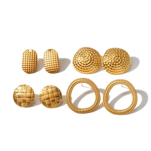 Titanium Staal Earring, plated, verschillende stijlen voor de keuze & voor vrouw, gouden, Verkocht door pair