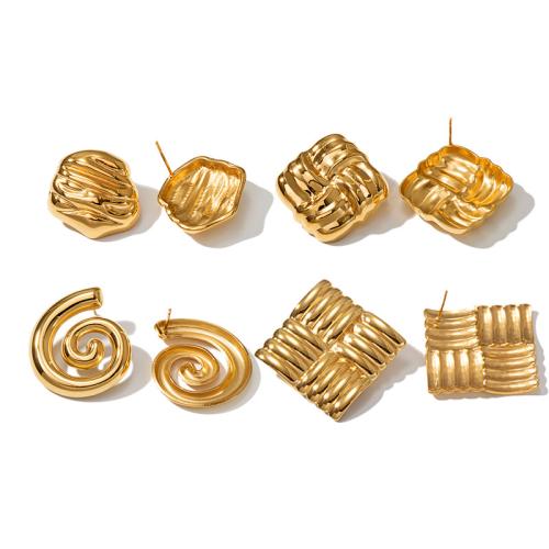 Titanium Staal Earring, plated, verschillende stijlen voor de keuze & voor vrouw, gouden, Verkocht door pair